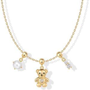 14K Gold Plated Dainty Charm Necklace Set for Women with Adjustable Chain